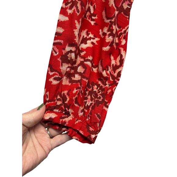 NWT Knox Rose Red Floral Boho Maxi Dress Long Sleeve Rayon Size Large Resort - Picture 5 of 11